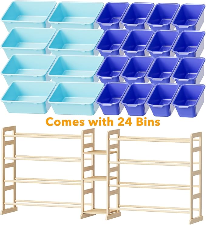SpaceAid Large Toy Storage Organizer with 24 Bins and 3 Shelves, Toy Organizers Storage Bookshelf, Kids Bin Shelf Box Bookcas