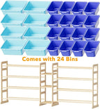 SpaceAid Large Toy Storage Organizer with 24 Bins and 3 Shelves, Toy Organizers Storage Bookshelf, Kids Bin Shelf Box Bookcas