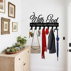 Key Holder Wall Mount, with God All Things are Possible Sign, Key Holder Wall for Wall Decorative with 6 Hooks, Organizer Rac