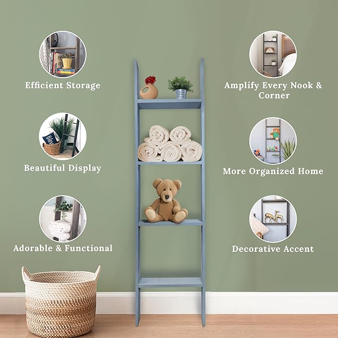 BARNWOODUSA Throw Blanket Ladder – Fully Assembled Reclaimed Wood – Rustic Decorative Ladder for Towels, Quilts, & More – Per