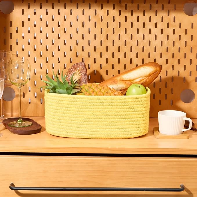 MiniArk Small Storage Baskets for Organizing | Closet Organizer Bins | Shelf Toy Basket | Woven Rope Baskets | Cube Decorativ