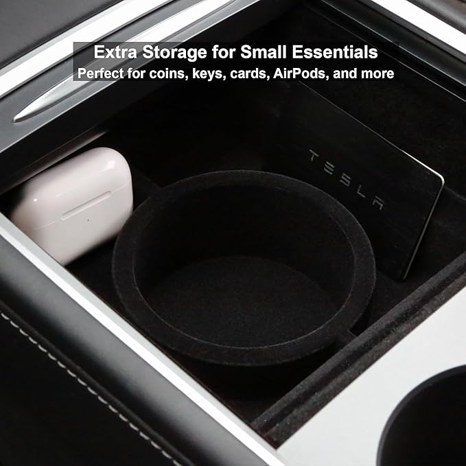Gen 1 Cup Holder Insert for Tesla Model Y 2021–2024 & Model 3 2021–2023 ONLY – Center Console Organizer – Fits 26–32 oz Large