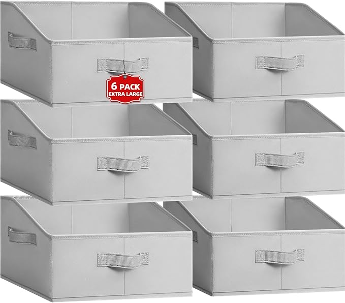 Extra Large Closet Organizers Bins 6 Pack - Blanket Basket for Organizing/Home Clothes Storage Bins for Jeans/Toy Organizers 