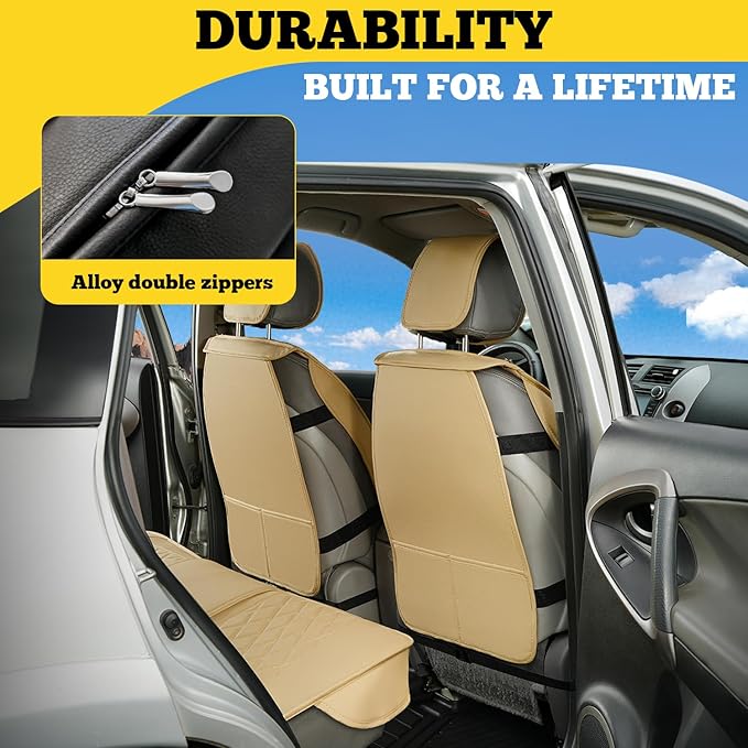 LINGVIDO Car Seat Covers Full Set (5 Seats) - Premium Perforated Nappa Leather, Waterproof Shield, Omni-Adapt Fit SUVs Sedans
