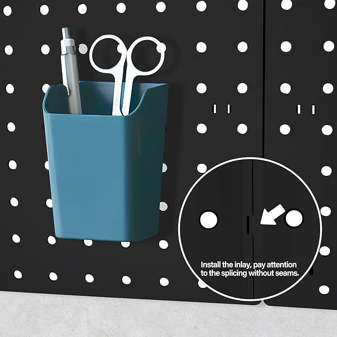 Peg Board Wall Organizer Panels - 6Pcs Black ABS Pegboard Wall Mount for Home, Craft Room, Garage, Kitchen, Workshop, Tool Or