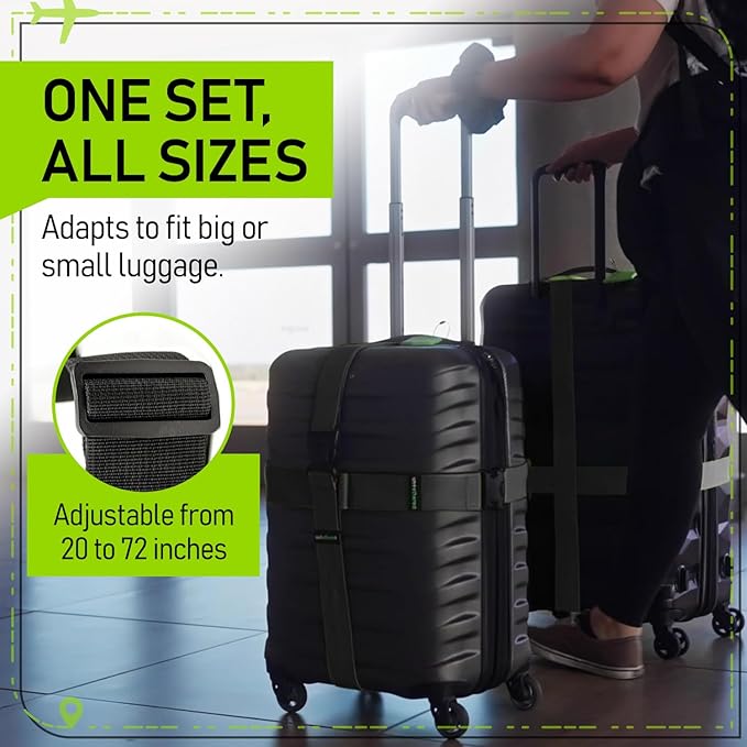 Untethered Luggage Straps | TSA-Approved Suitcase Belts with Heavy-Duty Buckles. Secure Adjustable Travel Accessories for Che