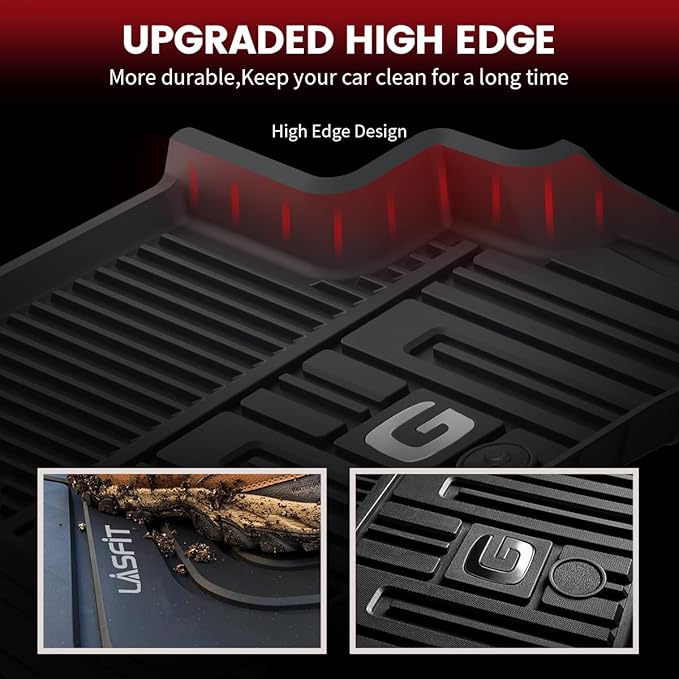 LASFIT Floor Mats & Cargo Mat for Mercedes Benz G Class 2026 2025 2024 2023 2019-2022 G550 / G580 / G63 AMG SUV, All Weather TPE Custom Fit Car Mats for G Class, 1st & 2nd Row Floor Liners & Trunk Mat