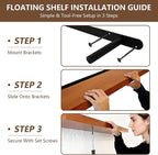 IEO Long Wooden Floating Shelves for Room Wall, Natural Wood Floating Shelves Wall Mounted Kitchen Shelf for Living Room, Bed