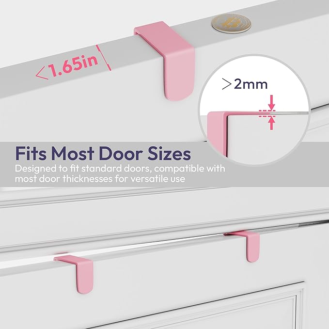 SWTYMIKI Over The Door Hooks Organizer - Multi-Functional Door Hanger with 16 Hooks & 2 Mesh Baskets, Long Coat Rack for Bath