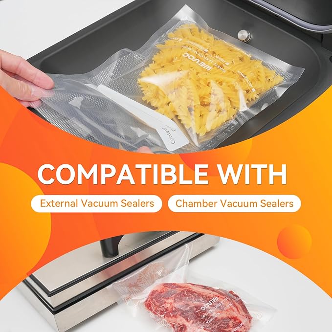 Wevac 6 Pack 11" x 16' and 8" x 16', Vacuum Sealer Bags Rolls for Food Saver, Weston, Commercial Grade, BPA Free, Heavy Duty,