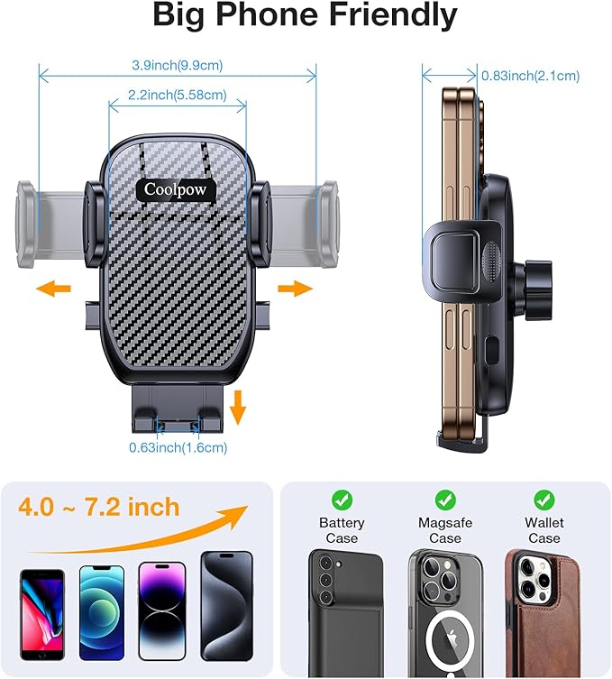 Coolpow Cup Holder Phone Holder for Car Phone Holder Cup Holder Phone Mount【Ultra Stable & Never Shake】 Phone Holders for You