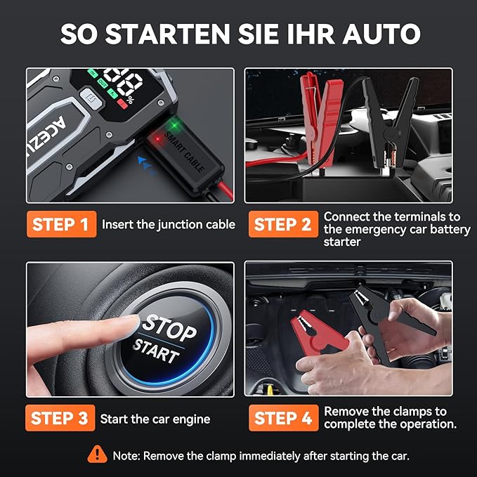 Car Jump Starter12V 8-in-1 Jump Starter Battery Pack 6000A Up to 7.0L Gas & 5.5L Diesel Engines Quick Charge 3.0 Power Bank