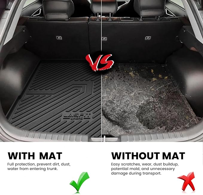 LASFIT Cargo Mat for KIA NIRO EV 2025 2024 2023 (Fit EV & Hybrid, Not Fit PHEV), All Weather TPE Custom Fit Easy Clean Car Trunk Mat for Kia NIRO EV 2023-2025 Cargo Liner, Black