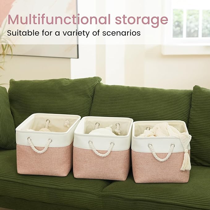 Large Storage Baskets- 15x11x10 inch Storage Bins for Shelves and Closet Organizing, Foldable Fabric Bin for Home Organizatio