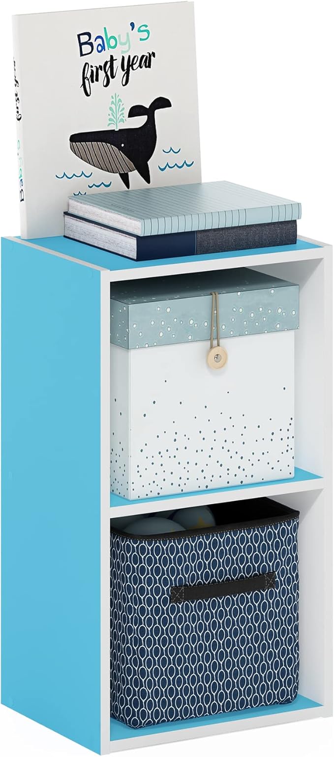 Furinno PASIR Book Shelf, 2-Tier Modern Bookshelf, Open Shelves Bookcase 9 x 12 x 21, Easy Assembly, for Living Room, Bedroom