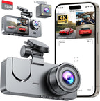 Dash Cam Front and Rear Inside 3 Channel, 4K Full UHD Dash Camera for Cars Built-in 32GB Card with IR Night Vision, 24 Hours 