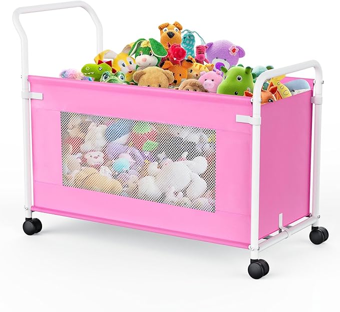 KEEGH Extra Large Toy Box for Kids with 360° Rotating Wheels, Heavy Duty Toy Chest for Boys and Girls, Toy Storage Organizer 