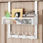 HapiRm Over The Door Hanger - Over The Door Hooks with Mesh Basket and 16 Hooks, 304 Stainless Steel Storage Organizer for Ba