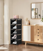 6-Tier Narrow Shoe Rack, Vertical Small Space Shoe Organizer, 9.84" Compact Slim Shoe Shelf for Closet & Entryway, Sturdy & T
