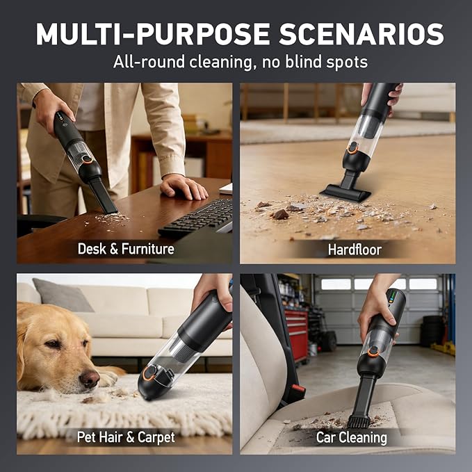 Car Vacuum Portable Cordless,18000Pa 4in1 Portable Handheld Cleaner Vacuum &Air Duster 2 Suction Modes Power Blowing&Inflatin