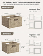 StorageWorks Wicker Storage Baskets, Handwoven Seagrass Basket for Organizing, Decorative Wicker Baskets with Built-in Handle