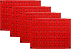 Wall Control Pegboard Wall Organizer Tiles Modular Red Metal Pegboard Tiling Set - Four 12-Inch Tall x 16-Inch Wide Peg Board