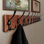 Large Coat Rack Wall Mount 38.6'' Rustic Wood Coat Rack Hook Long Coat Hooks Wall Mount Farmhouse Wall Hooks for Hanging Coat