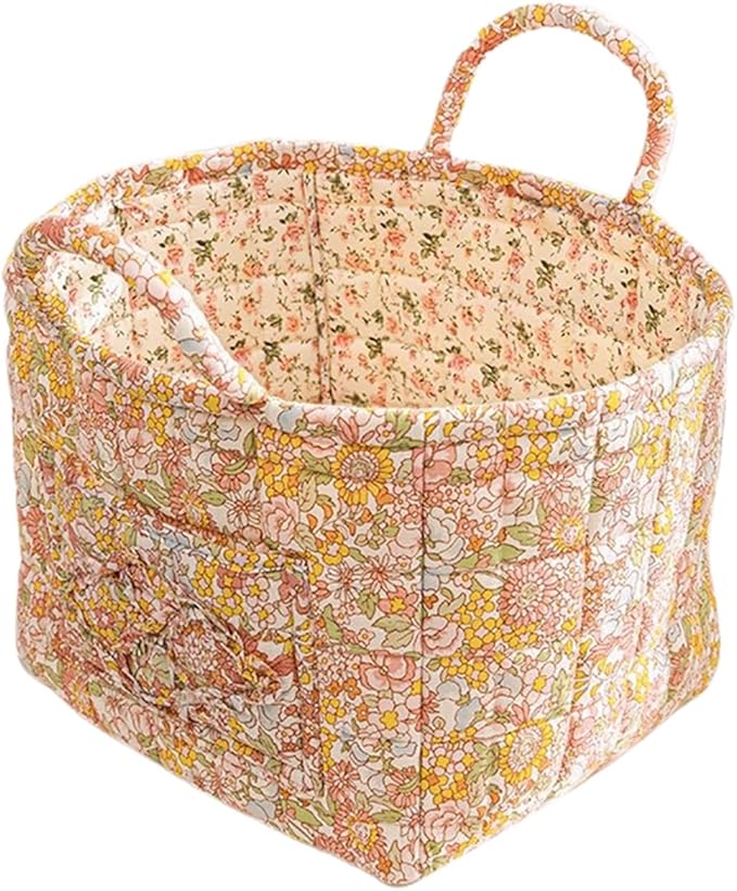 Boho Fabric Storage Basket, Large Capacity Laundry Basket, 12.2'' x 10.23'' x 10.23'' Collapsible Laundry Hamper with Easy Ca