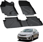 LASFIT Floor Mats Custom Fit for Toyota Corolla/Matrix 2009-2013/Pontiac Vibe 2009 2010, All-Weather Protection TPE 1st & 2nd Row Car Liners for Toyota Accsessories, Easy to Clean, Black