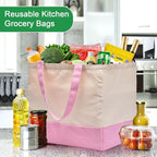 Canvas Reusable Grocery Bags Heavy Duty, 8.3 gal Foldable Large Tote Bag with Handles, Holds 60 lbs Canvas Shopping Bags, 1 Pack