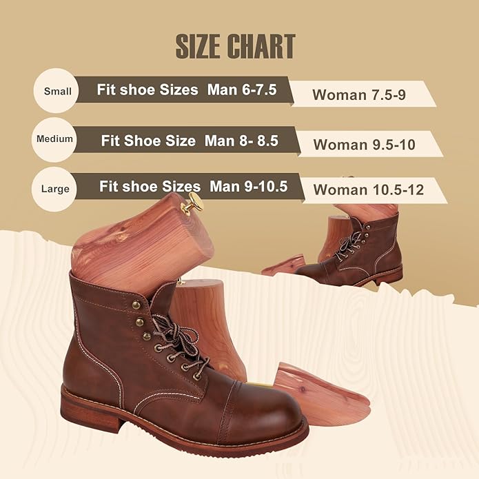 Cedar Boot Trees for Men&Women-Boot Shaper, Natural Aromatic Cedar Wood, Durable Metal Components-Extend Boot Lifespan