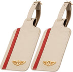 Genuine Leather Luggage Tag with Privacy Flap Set for Men Women Travel Easy with Suitcase Tags Identifiers (Nude, 2 Pack)