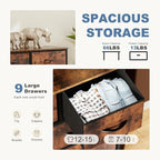 DUMOS Dresser for Bedroom, Storage Organizer with 9 Drawers, Chest of Drawers with Fabric Bins, Sturdy Metal Frame, Wood Tabl