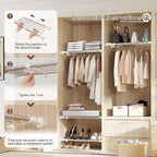 Hershii Tension Shelf Expandable Rod Closet System Heavy Duty Clothes Hanger Adjustable DIY Storage Organizer Shoe Rack