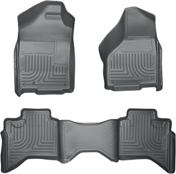 Husky Liners Weatherbeater Floor Mats | Fits 2002-2008 Ram 1500 Quad Cab; 2003-2009 Ram 2500/3500 Quad Cab (Fits Models w/Underseat Storage ONLY) | Front & 2nd Row, 3-pc Grey - 98032