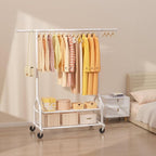 EAGMAK Heavy Duty Clothes Rack Load 556 LBS, Rolling Clothing Rack With Shelves, Height Adjustable Metal Clothes Hanger with 