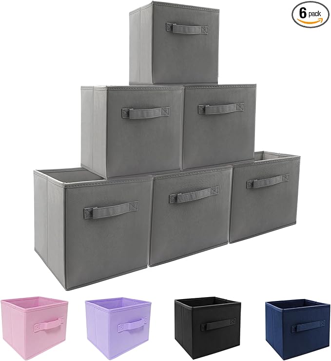 EBIGIC storage bins collapsible storage bins,cube storage organizer (Pack of 6) 9*7.5*7.5inch,For home and office Collapsible