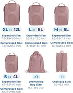 BAGSMART Compression Packing Cubes, 6 Set Packing Cubes for Suitcases, Lightweight Suitcases Organizers Bag Set & Compression