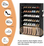 Laiensia 7-Tier Vertical Shoe Rack Organizer, Space Saving Shoe Storage Organizer, Non-Woven Cover Shoe Shelf Holds 28-35Pair
