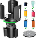 Upgraded 64oz Large Cup Holder Expander with Coaster for Car, Expandable Cup Holder Adapter with Adjustable Base, Universal C