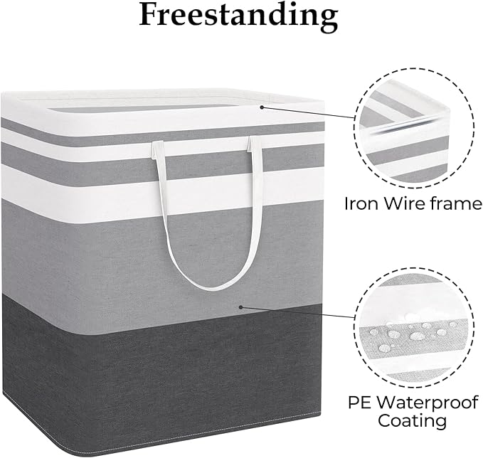 StorageRight Laundry Basket Hamper Large Collapsible Laundry Hamper with Easy Carry Handles，Freestanding Clothes Hampers for 
