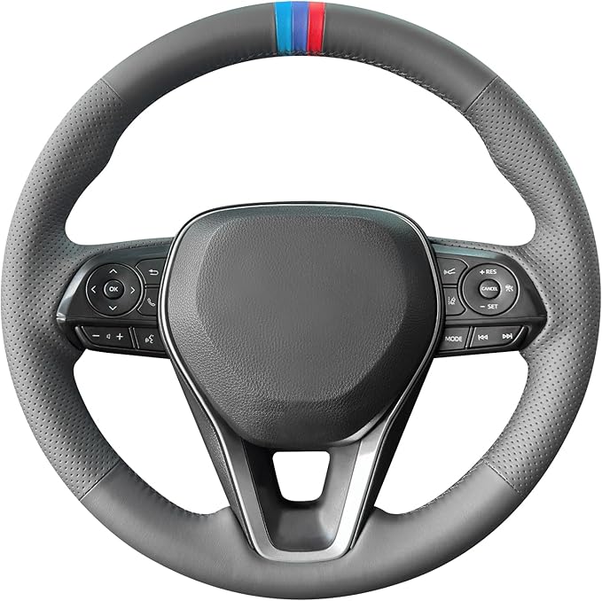 MEWANT Hand Sewn Steering Wheel Cover for Toyota Camry 2018-2019/Toyota Avalon 2019/Toyota Corolla 2019-2020/Toyota RAV4 2019 Steering Wheel Accessories