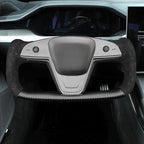 MEWANT Hand Stitched Tesla Model S Yoke Steering Wheel Cover Wrap for Tesla Model S 2021-2023 / Model X 2021-2023 Tesla Yoke Steering Wheel Accessories