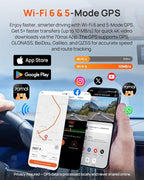 70mai 4K Dash Cam Front and Rear Inside, 3 Channel Car Dash Camera for Cars, Dashcam with GPS, Wi-Fi 6, Voice Control, Parkin