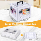 Gifhomfix 18QT Medicine Storage Box with Handles, Large Capacity First Aid Box, Clear Medical Supply Organizer with Removable