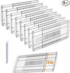8 Pack Adjustable Drawer Dividers for Clothes,5" High Expandable From 13-21" Clear Drawer Organizers, PC Plastic Separators f