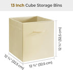 StorageWorks Beige Storage Cubes, 13x13 Storage Cube Bins with Handle, Cube Storage Organizer Bins for Shelves and Closet, Co