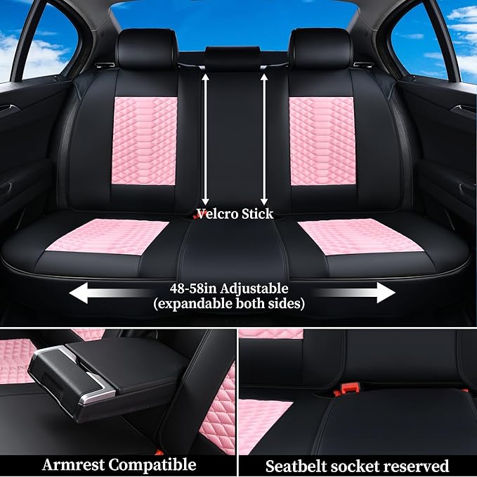 Coverado Car Seat Covers Full Set, 5 Seats Universal Seat Covers for Cars, Breathable Fabric& Faux Leather Auto Seat Cushions