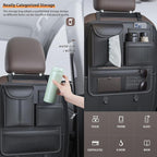 Backseat Car Organizer,5 Storage Pocketscar Seat Organizer,Car Storage Organizer with Foldable Food Tray,Car Seat Back Protectors Kick Mats Travel Accessories