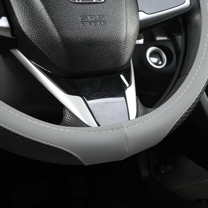 West Llama Car Steering Wheel Cover for Ford F-150, F-250, F-350, Expedition (Gray+Black-Large Size)